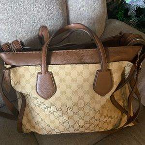 Gucci leather and canvas guccissimo